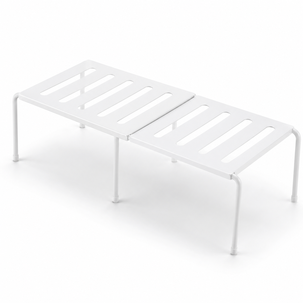 Expandable Cabinet Shelf Organizer, Freestanding Kitchen Cupboard Shelf Rack for Pantry and Countertop, Adjustable 36-69cm, No Assembly, White or Grey