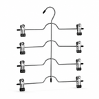 Skirt Hanger, 4 Tier Space Saving Pants Hanger with Non Slip Clips for Closet, Steel Multi Layer Trouser and Skirt Organizer, 38 x 32cm, Grey or Black