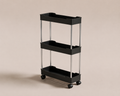Slim Rolling Storage Cart, 3 or 4 Tier Narrow Gap Organizer with Wheels for Bathroom, Kitchen and Laundry, Space Saving Trolley, Black or White