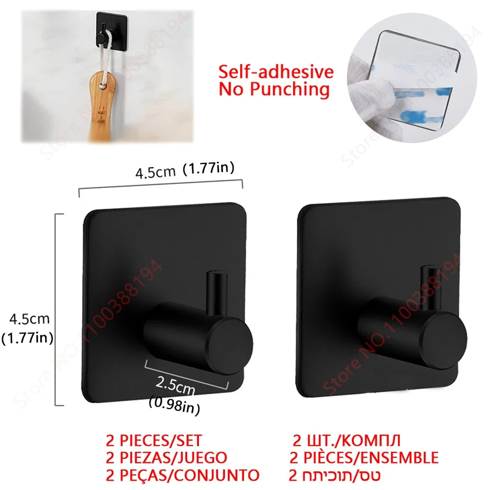 Toilet Paper Holder, No Drill Adhesive Stainless Steel Toilet Roll Holder for Bathroom Wall, Screw Mount Option, Fits Rolls up to 30cm, Silver or Black