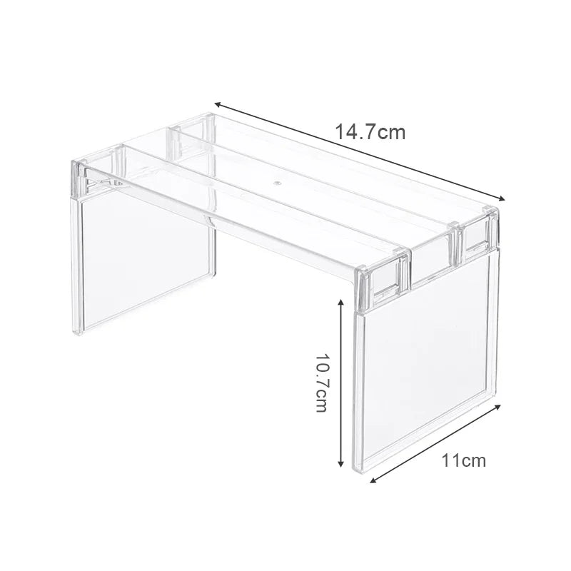 Fridge Shelf Riser, 2 Tier Refrigerator Organizer Rack for Cans, Jars and Food, Space Saving Layered Shelf for Fridge and Cupboards, BPA Free Plastic, Small or Large