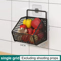 Vegetable Storage Basket, Wall Mounted Metal Rack for Garlic, Onions and Produce, Kitchen Wall Organizer, 1, 2 or 3 Grid, Plastic and Iron