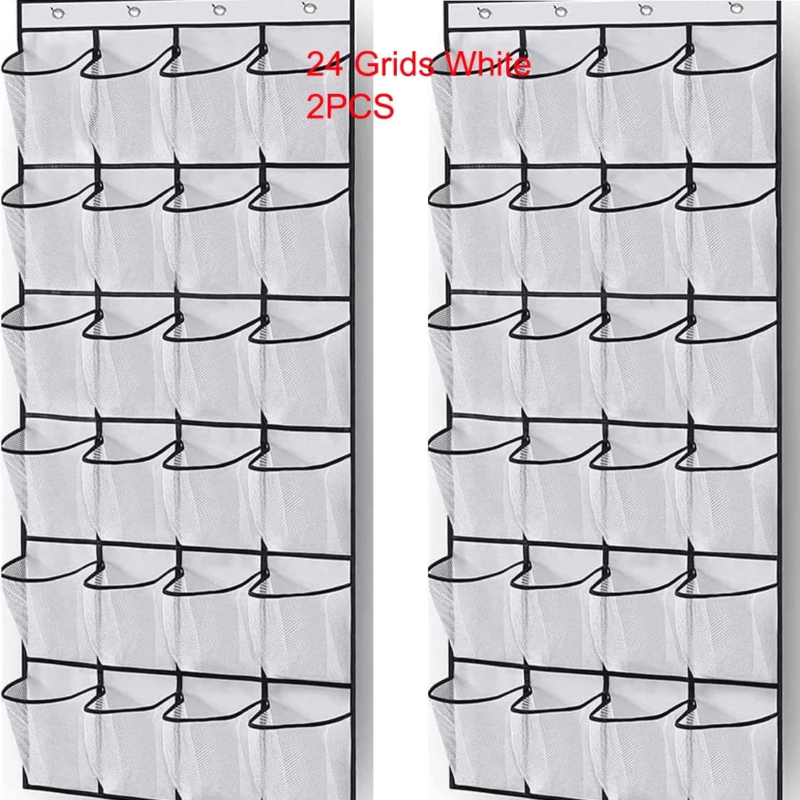 Over the Door Shoe Organizer, Hanging Shoe Rack with 14 or 24 Pockets for Closet, Dorm and Bedroom, No Drill Door Storage, White, Grey or Black