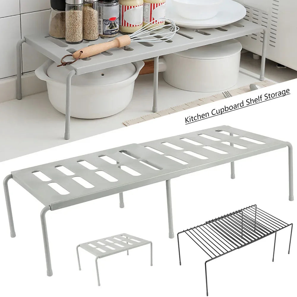 Expandable freestanding kitchen cabinet shelf organizer