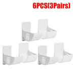 Trash Bag Holder, Set of 4 Adhesive Wall Mounted Garbage Bag Hooks for Kitchen Cabinet Door, No Drill Rubbish Bag Dispenser, White Plastic