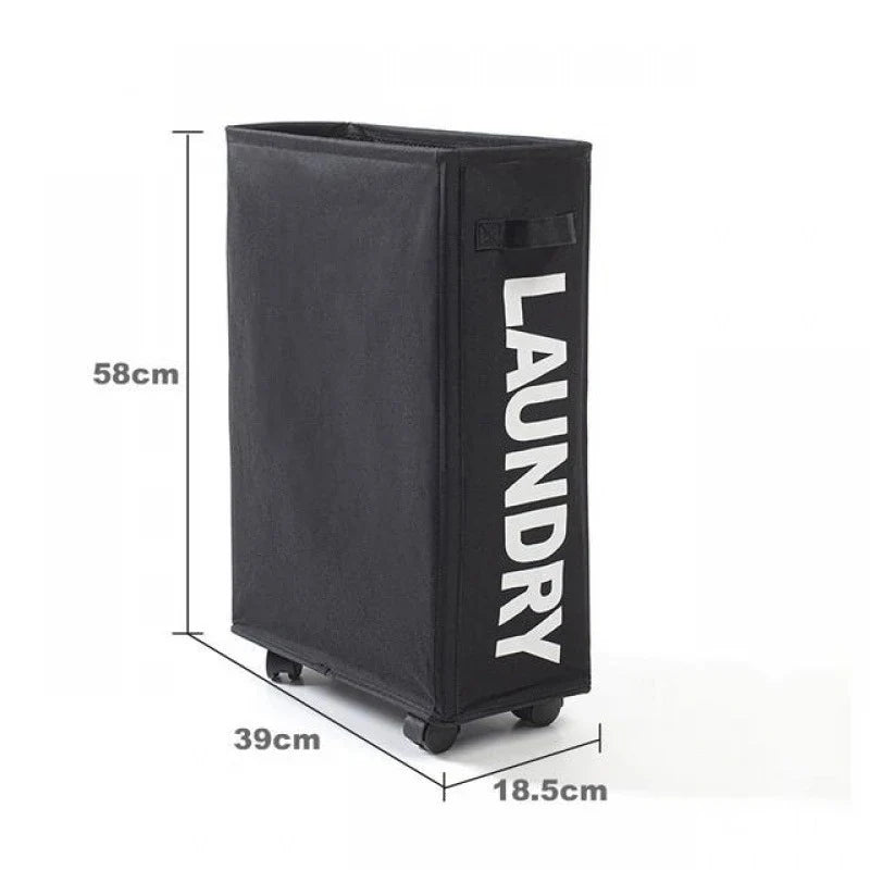Laundry Basket with Wheels, Foldable Rolling Laundry Hamper with Handle, Water Resistant Oxford Fabric Clothes Basket for Bedroom and Laundry Room, Dark Grey, Beige or Black