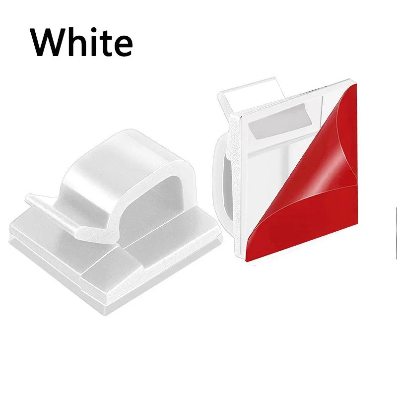 Adhesive Cable Clips, Self Stick Cord Holders for Desk, Wall and Home Office Wire Management, Acrylic, 10 or 50 Pack, Black, White or Clear