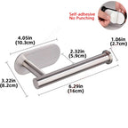 Toilet Paper Holder, No Drill Adhesive Stainless Steel Toilet Roll Holder for Bathroom Wall, Screw Mount Option, Fits Rolls up to 30cm, Silver or Black