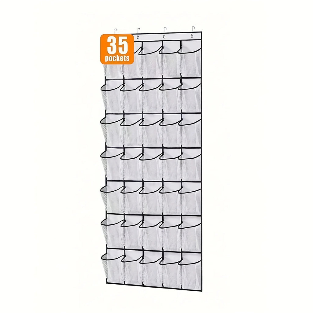 Over the Door Shoe Organizer, Hanging Shoe Rack with 14 or 24 Pockets for Closet, Dorm and Bedroom, No Drill Door Storage, White, Grey or Black