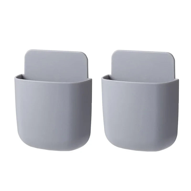 Remote Control Holder, Adhesive Wall Mounted TV Remote Caddy for Bedroom and Living Room, No Drill Single Slot Organizer, 1 or 2 Pack, Grey or White