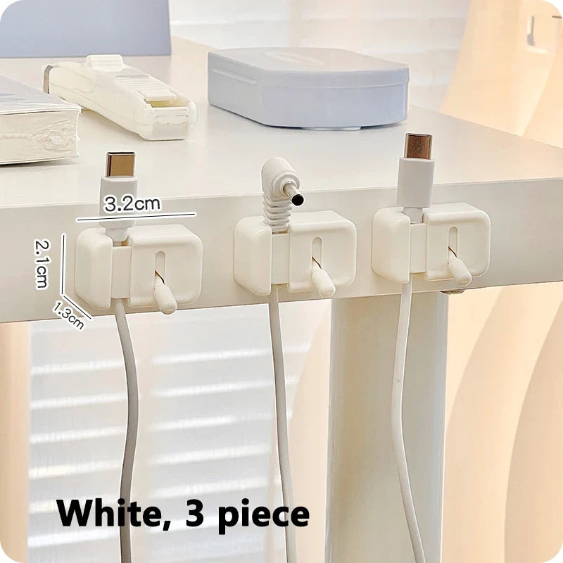 Cable Clips for Desk, No Drill Clip On Cord Organizer for Desk Edge, Cable Management Holder for Office and Home Desk, White, 1 or 3 Pack