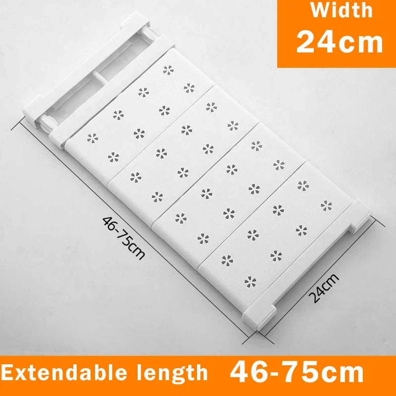 Closet Shelf Divider, Adjustable Wall Mounted Wardrobe Shelf Organizer, No Drill Closet Storage Rack, Holds up to 20kg, 24 or 36cm Wide, White