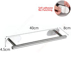 Toilet Paper Holder, No Drill Adhesive Stainless Steel Toilet Roll Holder for Bathroom Wall, Screw Mount Option, Fits Rolls up to 30cm, Silver or Black