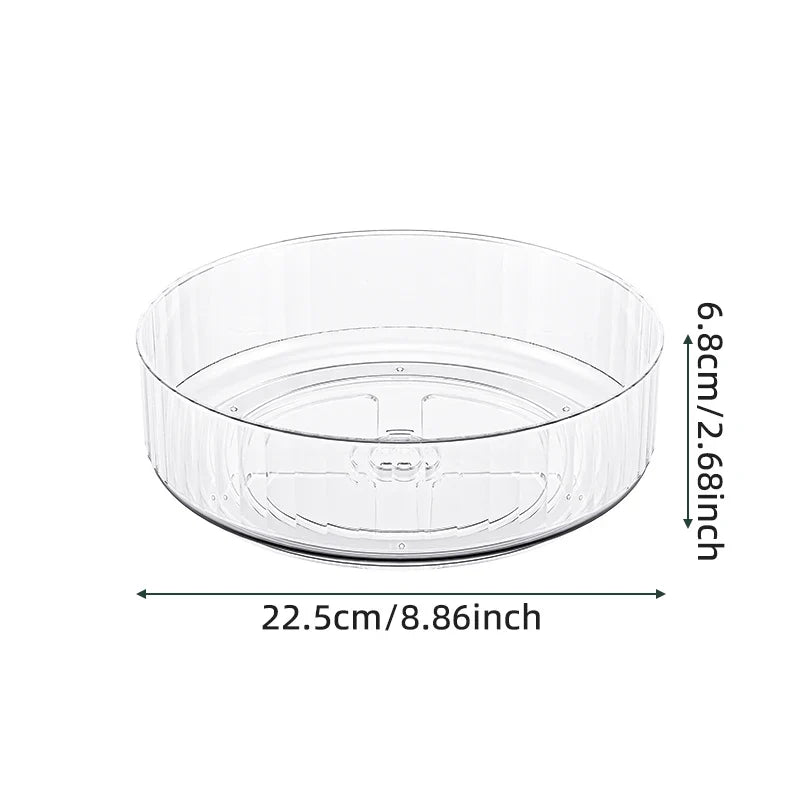 Lazy Susan Turntable, Clear Rotating Fridge Organizer for Refrigerator, Cabinet and Pantry Shelves, 360 Degree Spinning Storage Tray, Small or Large, Plastic