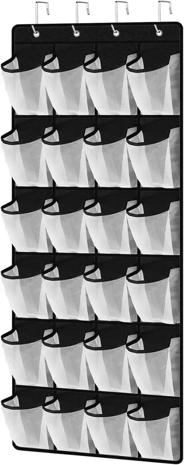 Over the Door Shoe Organizer, Hanging Shoe Rack with 14 or 24 Pockets for Closet, Dorm and Bedroom, No Drill Door Storage, White, Grey or Black