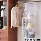 Hanging Purse Organizer for Closet, Handbag Storage with Clear Pockets, Hangs on Closet Rod for Bags and Accessories, 3 or 4 Tier, White, Grey or Black