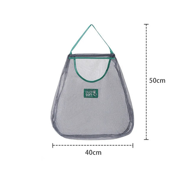 Hanging Fruit and Vegetable Storage Bag, Mesh Produce Basket for Kitchen and Pantry, Breathable Hanging Produce Organizer, Space Saving, Single or Double Bag