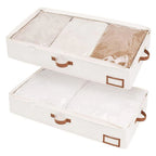 Set of 2 foldable under-bed storage bags with clear window
