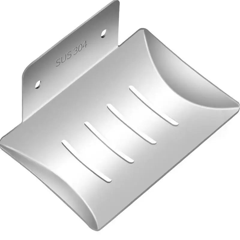 Soap Dish, Wall Mounted Stainless Steel Soap Holder with Drain, No Drill Self Draining Soap Tray for Bathroom, Shower and Kitchen, 304 Steel, Silver