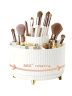 Rotating Makeup Organizer, 360 Degree Spinning Cosmetic Storage Holder for Vanity, Bathroom Countertop and Dresser, 5 Compartments for Brushes and Skincare, Ivory, White or Black