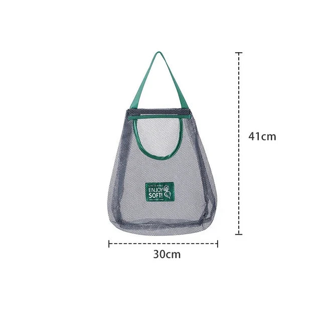 Hanging Fruit and Vegetable Storage Bag, Mesh Produce Basket for Kitchen and Pantry, Breathable Hanging Produce Organizer, Space Saving, Single or Double Bag