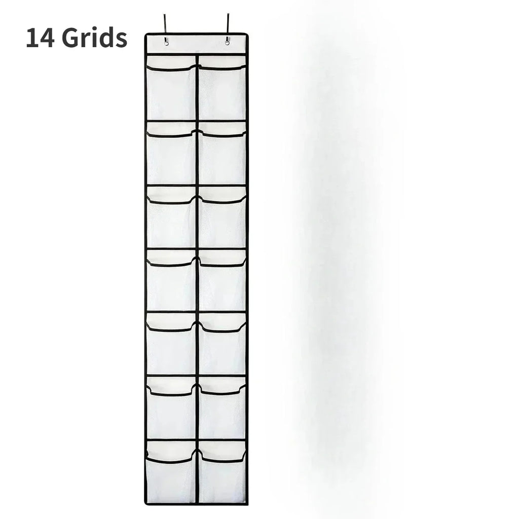 Over the Door Shoe Organizer, Hanging Shoe Rack with 14 or 24 Pockets for Closet, Dorm and Bedroom, No Drill Door Storage, White, Grey or Black
