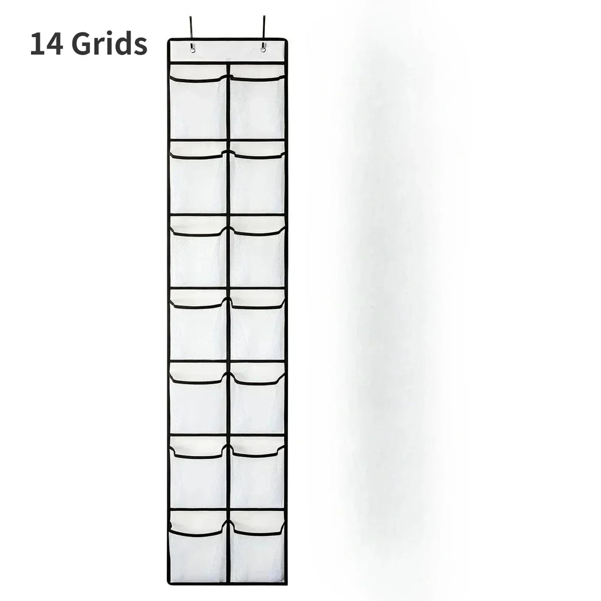 Over the Door Shoe Organizer, Hanging Shoe Rack with 14 or 24 Pockets for Closet, Dorm and Bedroom, No Drill Door Storage, White, Grey or Black