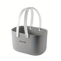 Portable Shower Caddy Tote with Handles, Plastic Shower Basket for Dorm, College and Gym, Carry Caddy for Toiletries and Bathroom Essentials, Grey or White