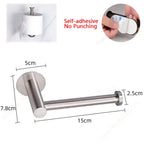 Toilet Paper Holder, No Drill Adhesive Stainless Steel Toilet Roll Holder for Bathroom Wall, Screw Mount Option, Fits Rolls up to 30cm, Silver or Black