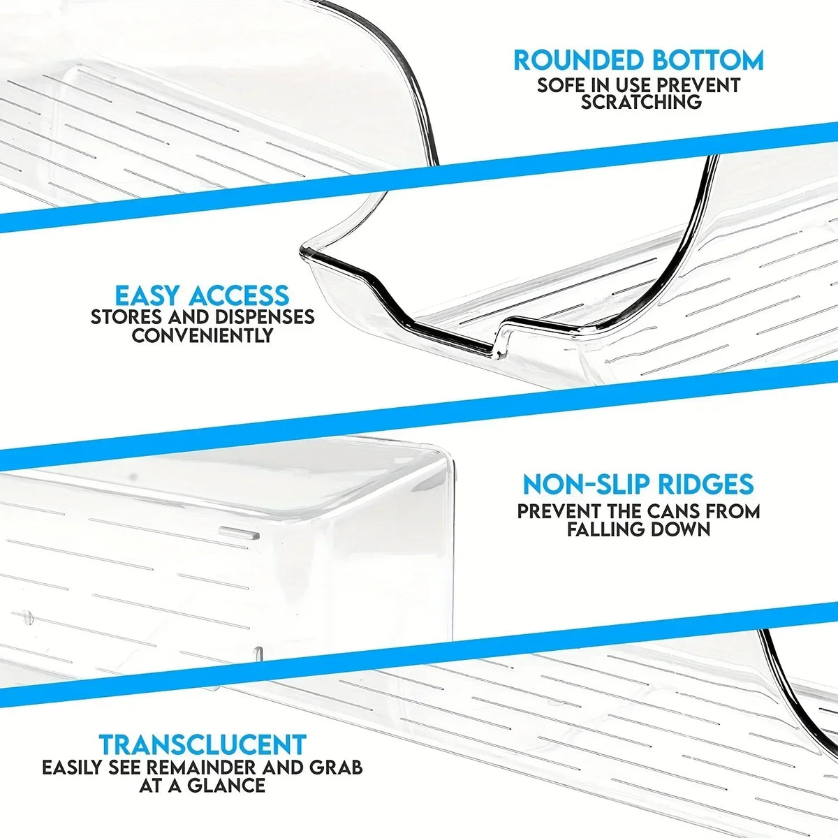 Soda Can Dispenser for Fridge, Auto Rolling Drink Can Organizer for Refrigerator and Pantry, Self Feeding Beverage Holder Rack, Clear Plastic