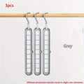 Space Saving Hangers, 3 Pack Foldable 9 Hole Closet Hangers for Clothes, Pants and Scarves, Multi Layer Wardrobe Organizer, Grey or White
