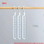 Space Saving Hangers, 3 Pack Foldable 9 Hole Closet Hangers for Clothes, Pants and Scarves, Multi Layer Wardrobe Organizer, Grey or White