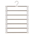 Pants Hanger, Multi Layer Space Saving Closet Hanger with Non Slip Clips for Trousers, Jeans and Skirts, Foldable Stainless Steel, White