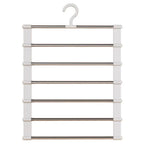 Pants Hanger, Multi Layer Space Saving Closet Hanger with Non Slip Clips for Trousers, Jeans and Skirts, Foldable Stainless Steel, White