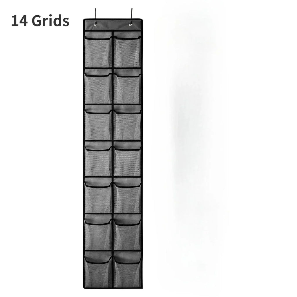 Over the Door Shoe Organizer, Hanging Shoe Rack with 14 or 24 Pockets for Closet, Dorm and Bedroom, No Drill Door Storage, White, Grey or Black