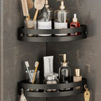 Corner Shelf for Bathroom, Set of 2 No Drill Wall Mounted Shower Corner Shelves, Dual Tier Storage Rack for Shampoo and Toiletries, Grey or Black