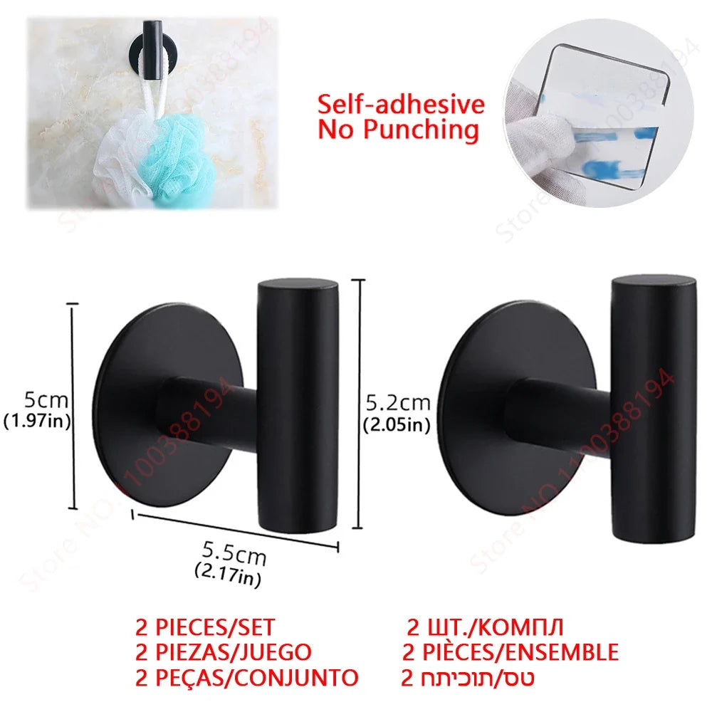 Toilet Paper Holder, No Drill Adhesive Stainless Steel Toilet Roll Holder for Bathroom Wall, Screw Mount Option, Fits Rolls up to 30cm, Silver or Black