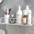 Floating Shelf, Adhesive No Drill Metal Wall Shelf for Bathroom, Kitchen and Bedroom, Wall Mounted Storage Rack, Rectangle or Triangle, Black or White