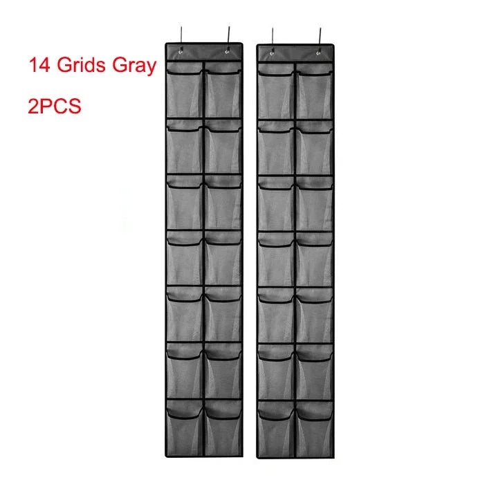 Over the Door Shoe Organizer, Hanging Shoe Rack with 14 or 24 Pockets for Closet, Dorm and Bedroom, No Drill Door Storage, White, Grey or Black