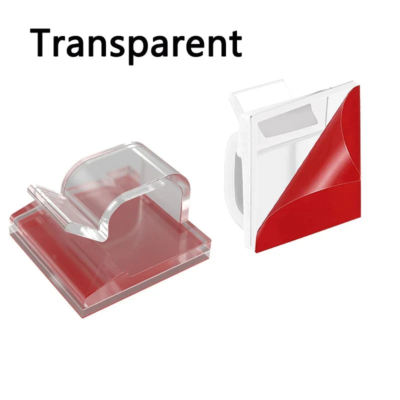 Adhesive Cable Clips, Self Stick Cord Holders for Desk, Wall and Home Office Wire Management, Acrylic, 10 or 50 Pack, Black, White or Clear