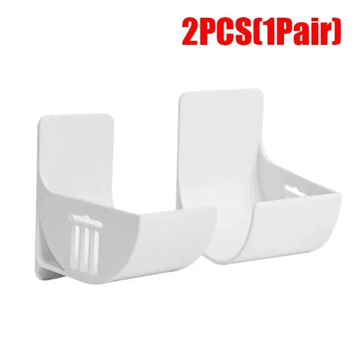 Trash Bag Holder, Set of 4 Adhesive Wall Mounted Garbage Bag Hooks for Kitchen Cabinet Door, No Drill Rubbish Bag Dispenser, White Plastic