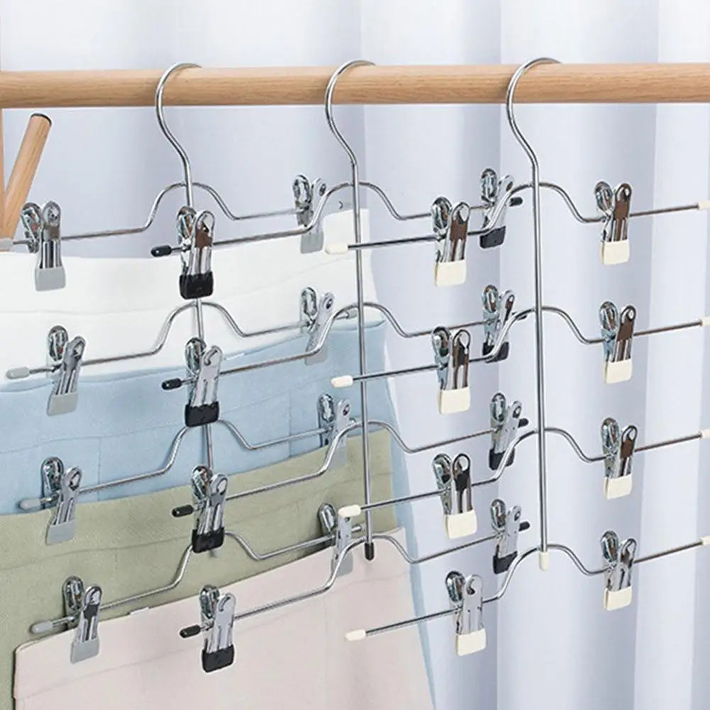 4-tier skirt and pants hanger with non-slip clips