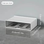 Desktop Organizer with Pen Holder, Desk Storage Box with Drawer and Compartments for Office, Home Office and Study, Stackable Single or Multi Layer, Plastic