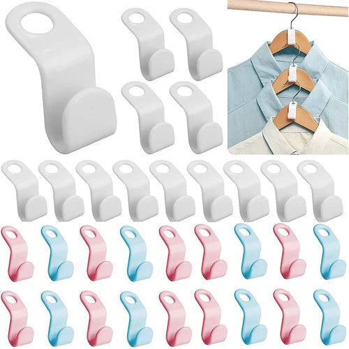 Hanger Connector Hooks, 5 or 10 Pack Space Saving Closet Organizer for Cascading Clothes Hangers, Wardrobe Storage Hooks, White Plastic