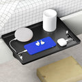 Bedside Shelf for Bed Frame, Clamp On Nightstand Tray with Cable Hole for Dorm, Bunk Bed and Small Bedroom, Bed Side Table Caddy, 32 x 23.3cm, Black