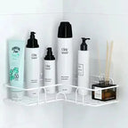 Floating Shelf, Adhesive No Drill Metal Wall Shelf for Bathroom, Kitchen and Bedroom, Wall Mounted Storage Rack, Rectangle or Triangle, Black or White