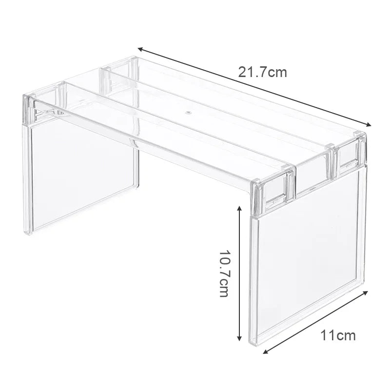 Fridge Shelf Riser, 2 Tier Refrigerator Organizer Rack for Cans, Jars and Food, Space Saving Layered Shelf for Fridge and Cupboards, BPA Free Plastic, Small or Large