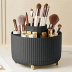 Rotating Makeup Organizer, 360 Degree Spinning Cosmetic Storage Holder for Vanity, Bathroom Countertop and Dresser, 5 Compartments for Brushes and Skincare, Ivory, White or Black