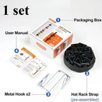 Over the Door Hat Rack, Cap Organizer with 8 Clips for Baseball Caps, No Drill Door Hanging Hat Holder for Closet and Bedroom, ABS Plastic