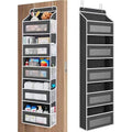 Over the Door Organizer, 5 Tier Hanging Storage Pockets for Bathroom, Bedroom and Pantry, No Drill Behind Door Rack, Black or Grey